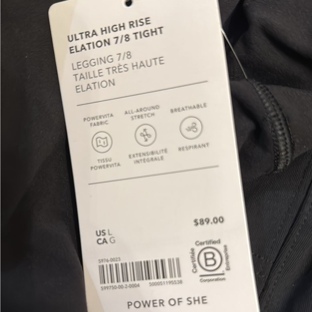 Athleta ELATION ULTRA HIGH RISE 7/8 LEGGING // Black #599750 - Picture 14 of 16